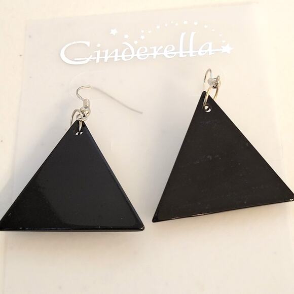 Orange Triangle Earrings Lightweight Plastic Dangle 1.9" Y2K Festival 1980's - Picture 7 of 7